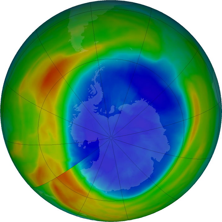 Antarctic ozone map for 07 September 2024